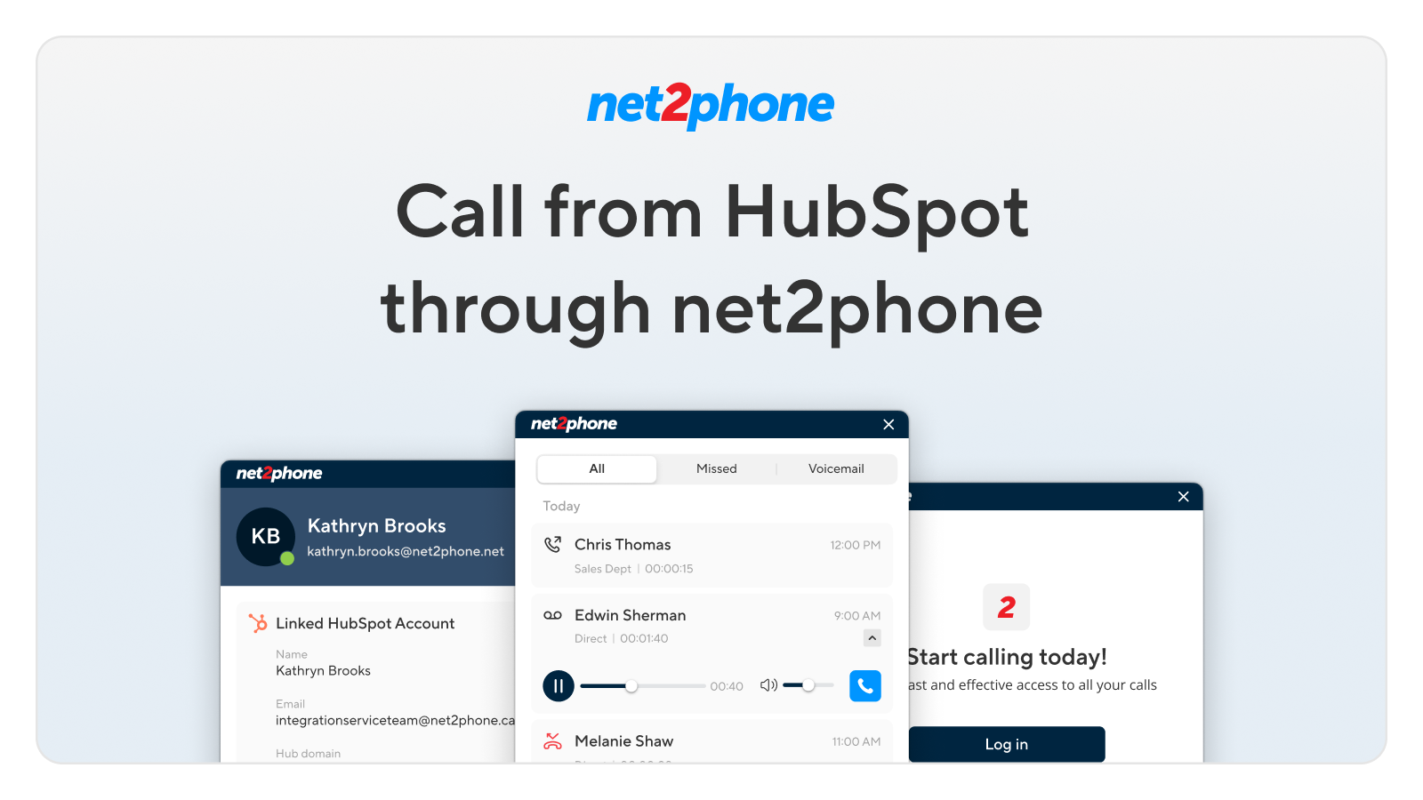 Call from HubSpot through net2phone
